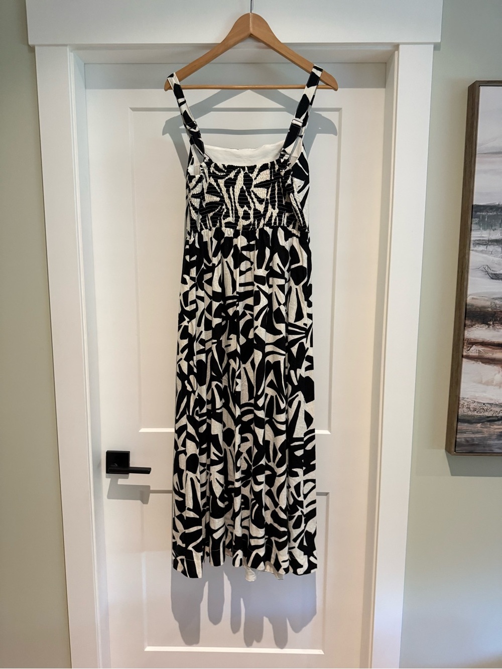 Black & White Patterned Smocked Sundress - Women